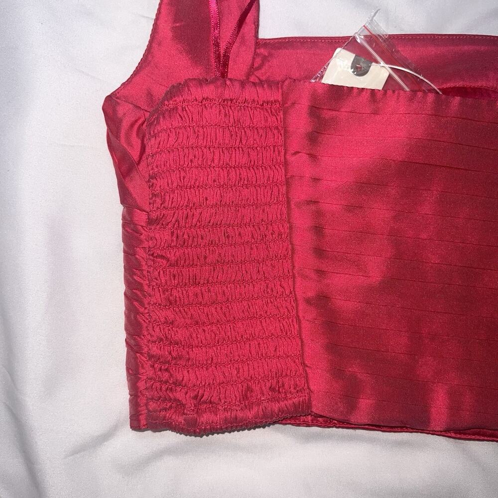 BHLDN Georgia Halter Top Size M Pink Raspberry Sorbet Pleated Cropped Formal NWT - Picture 9 of 11
